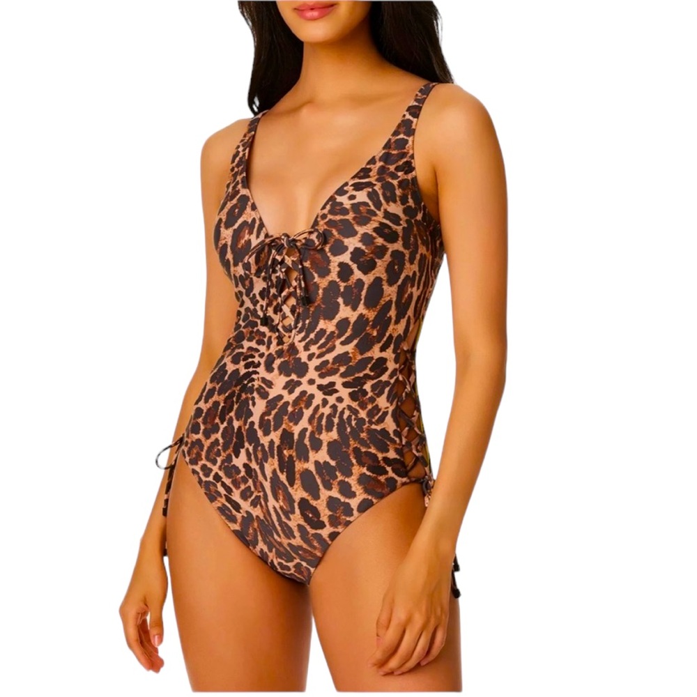🆕 Bar lll - Women's - Beach Cheetah Lace-up One-piece Swimsuit - Small 🐆